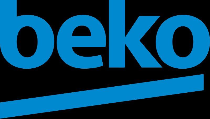 Un logotipo de Beko azul sobre un fondo negro