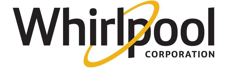 El logotipo de Whirlpool Corporation es negro y amarillo sobre un fondo blanco.