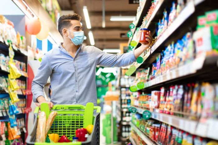 supermarket shopper with trolley