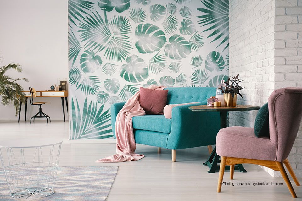 Raum mit tapezierter Wand