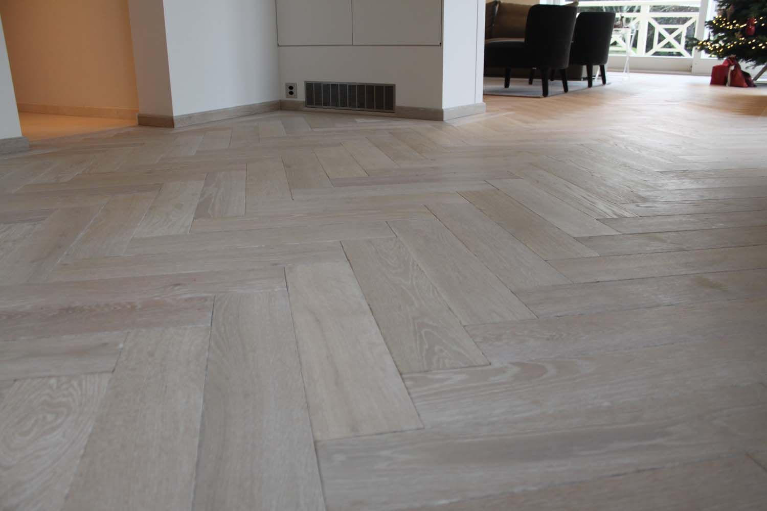 parquet gris en quinquonces