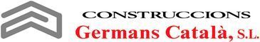 Logotipo de Construccions Germans Catal&agrave;, SL con emblema gris y texto rojo/negro