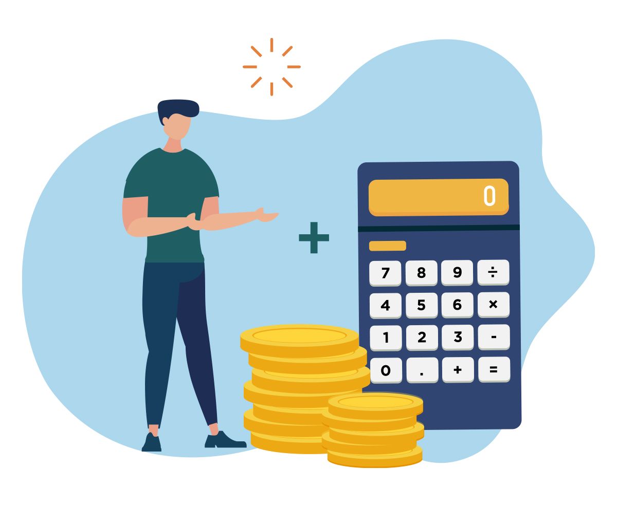 Illustration d'un homme avec une calculatrice