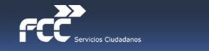 Un logotipo para los servicios ciudadanos de la FCC sobre un fondo azul.