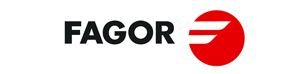 El logotipo de Fagor es negro y rojo con un círculo rojo en el medio.