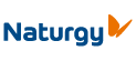 El logotipo de Naturgy es azul y naranja y tiene una mariposa.