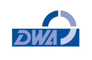 Ein blau-weißes Logo für DWA