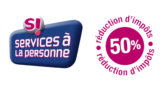 Logo pour les services à la personne français avec une icône et un texte violets