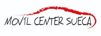 Logotipo negro y rojo con el texto &laquo;MOVIL CENTER SUECA&raquo; sobre fondo blanco