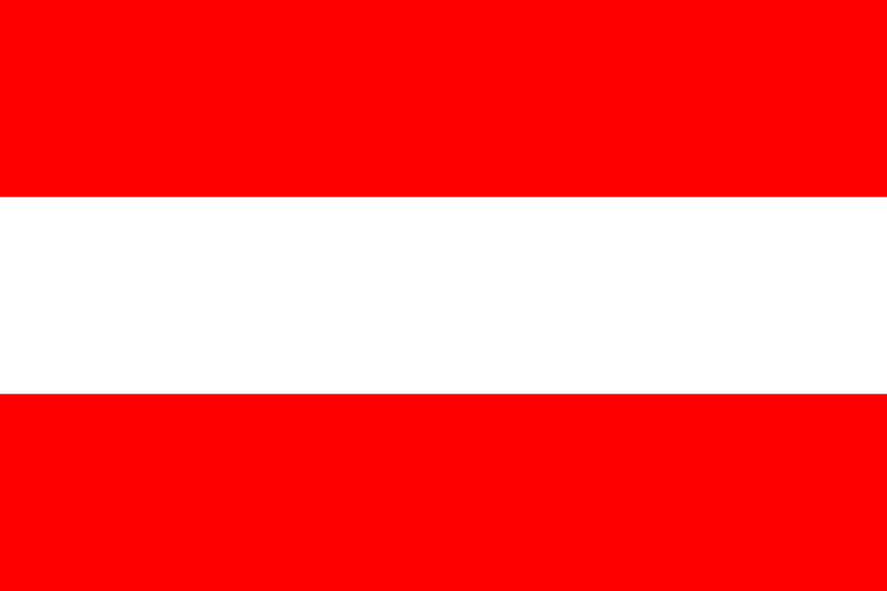 Die Flagge Österreichs ist rot und weiß mit einem weißen Streifen in der Mitte.