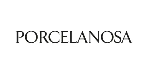 Logotipo de Porcelanosa en texto negro con serifa sobre fondo blanco