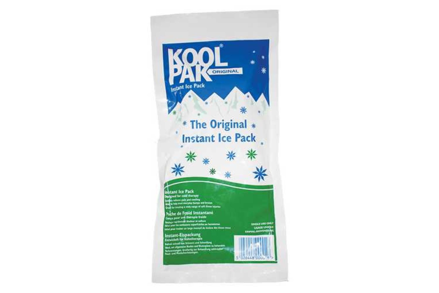 A bag of kool pak ice pack on a white background