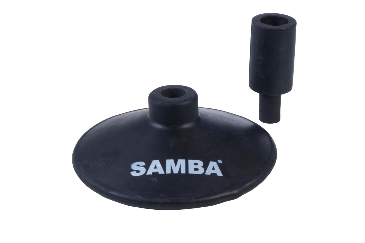 A black rubber item that says samba on it