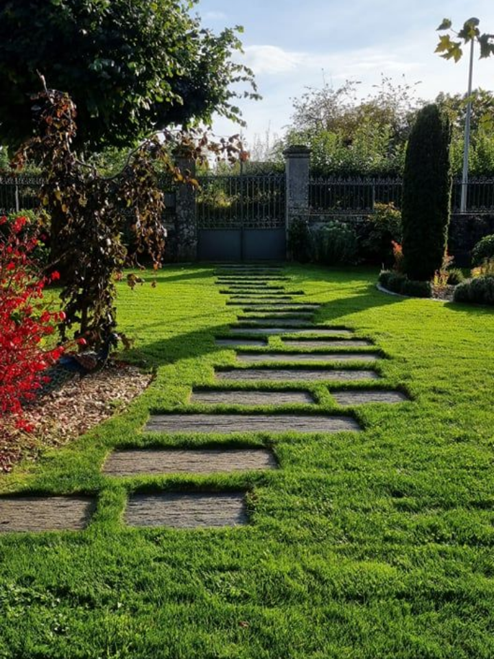Une allée en pavé
