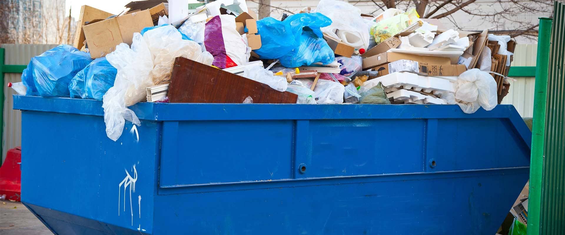 ein blauer Müllcontainer