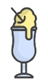 Un vaso de helado con una cuchara dentro.