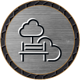 Un banc et des arbres.