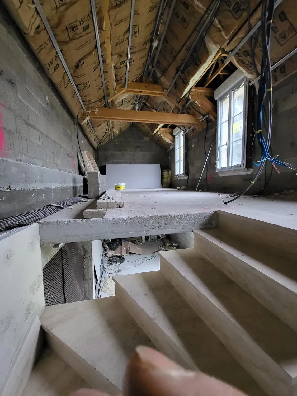 Avant des travaux d'isolation de combles