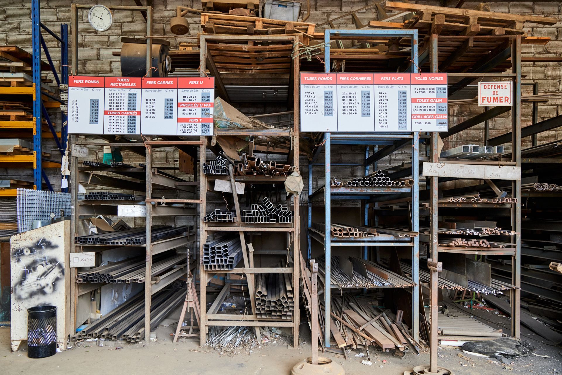 Zone de vente de barres de fer