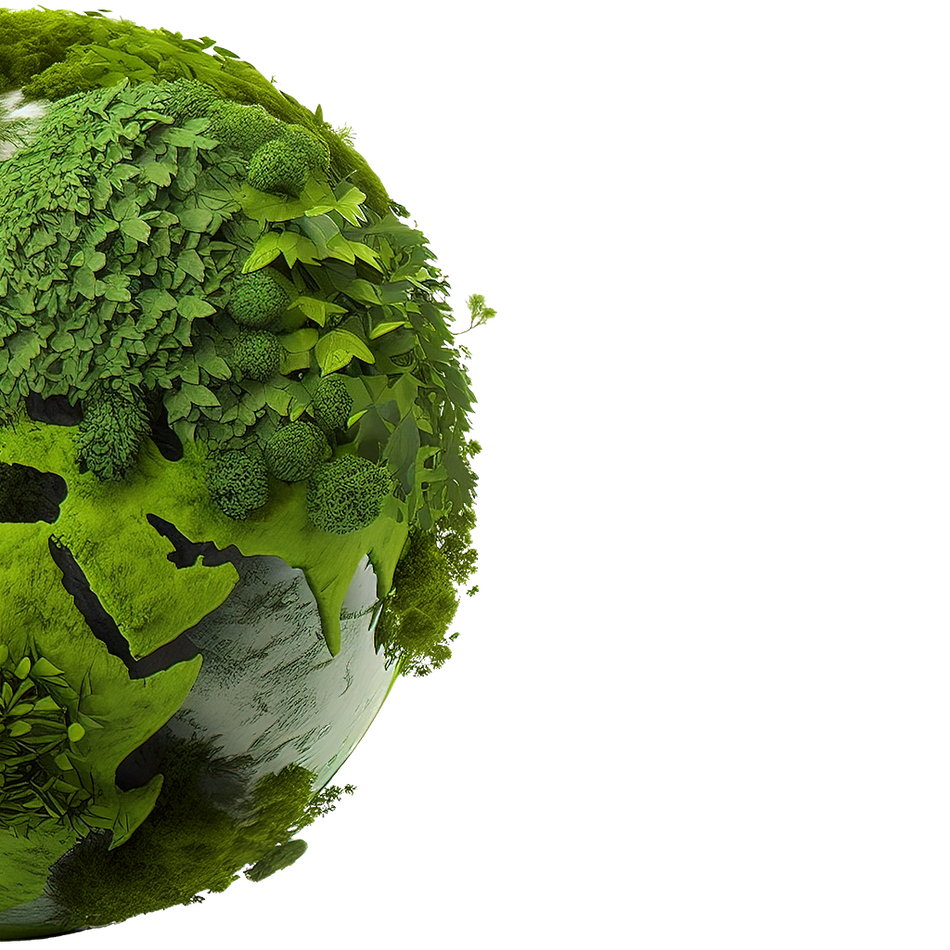 Un globe terrestre recouvert de verdure