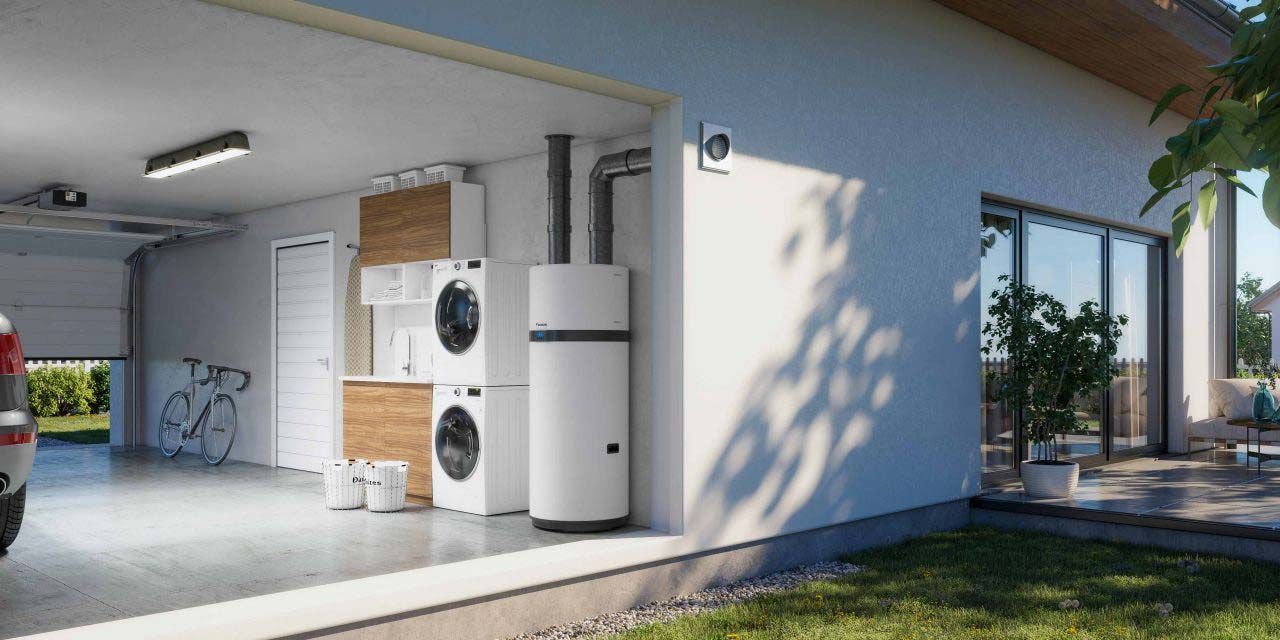 Photo d'une pompe à chaleur dans un garage