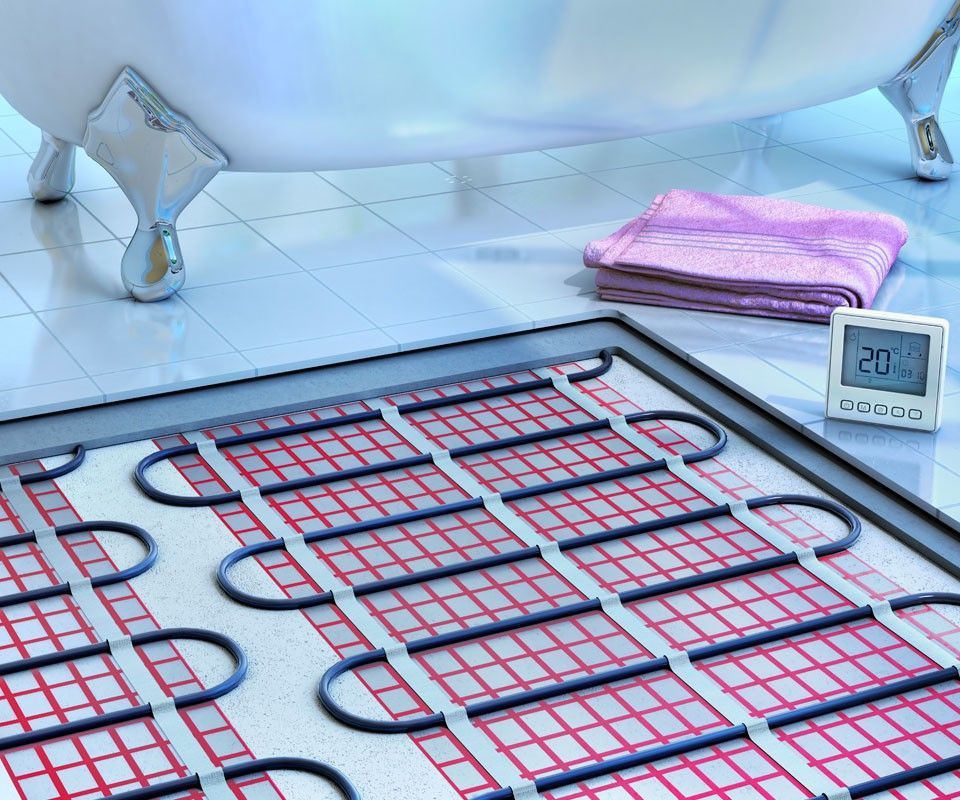 Photo d'un plancher chauffant avec les différentes couches