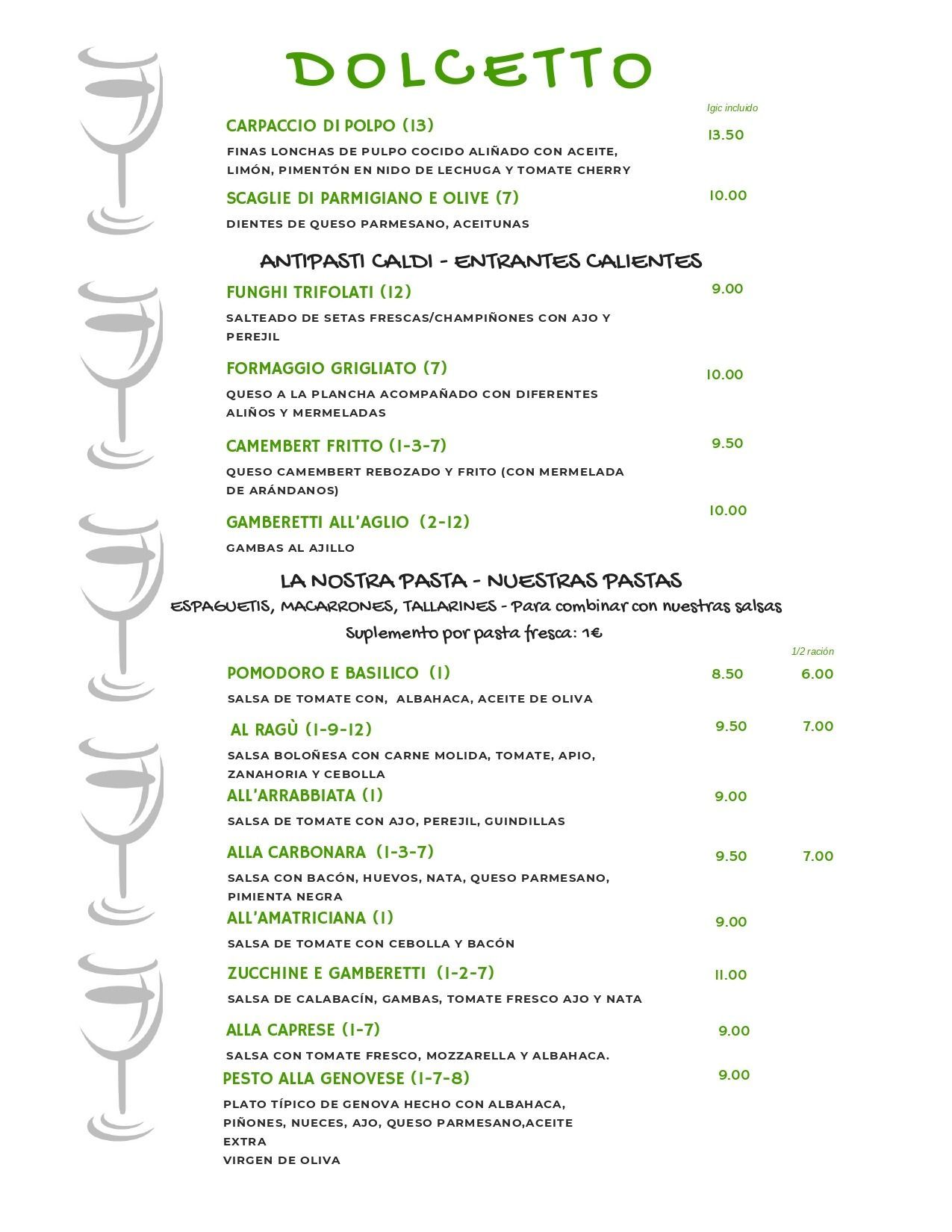 Un menú para un restaurante con mucha comida.