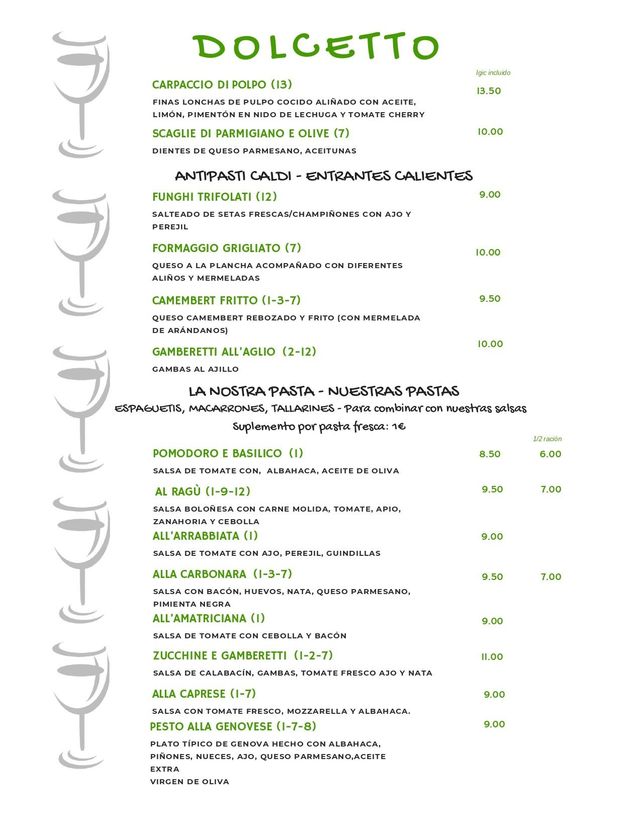 Un menú para un restaurante con mucha comida.