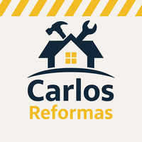 Un logotipo para Carlos Reformas con una casa y herramientas.