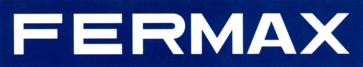 Logotipo de FERMAX en letras blancas sobre fondo azul.