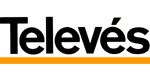 Logotipo de Televes en negro con subrayado naranja sobre fondo blanco.