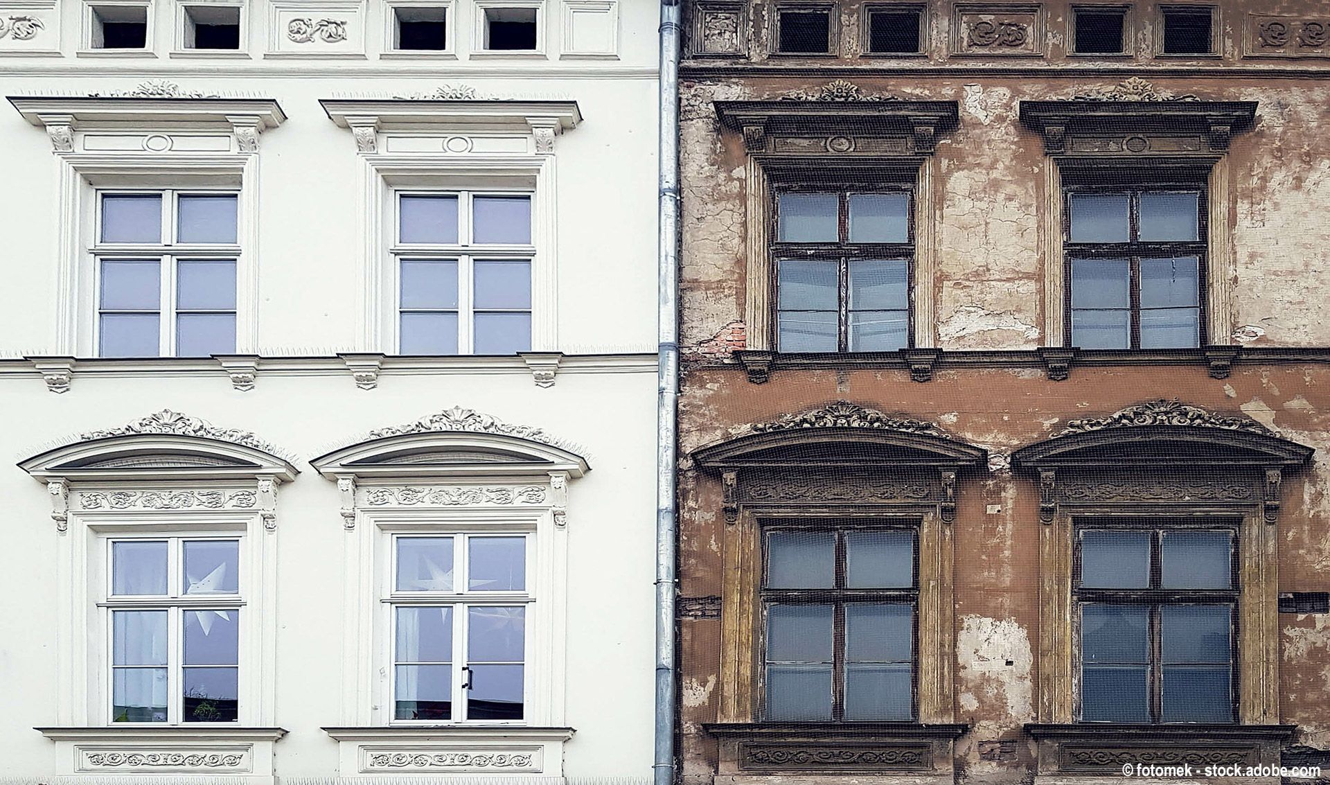 Ein Vorher-Nachher-Bild einer Fassade