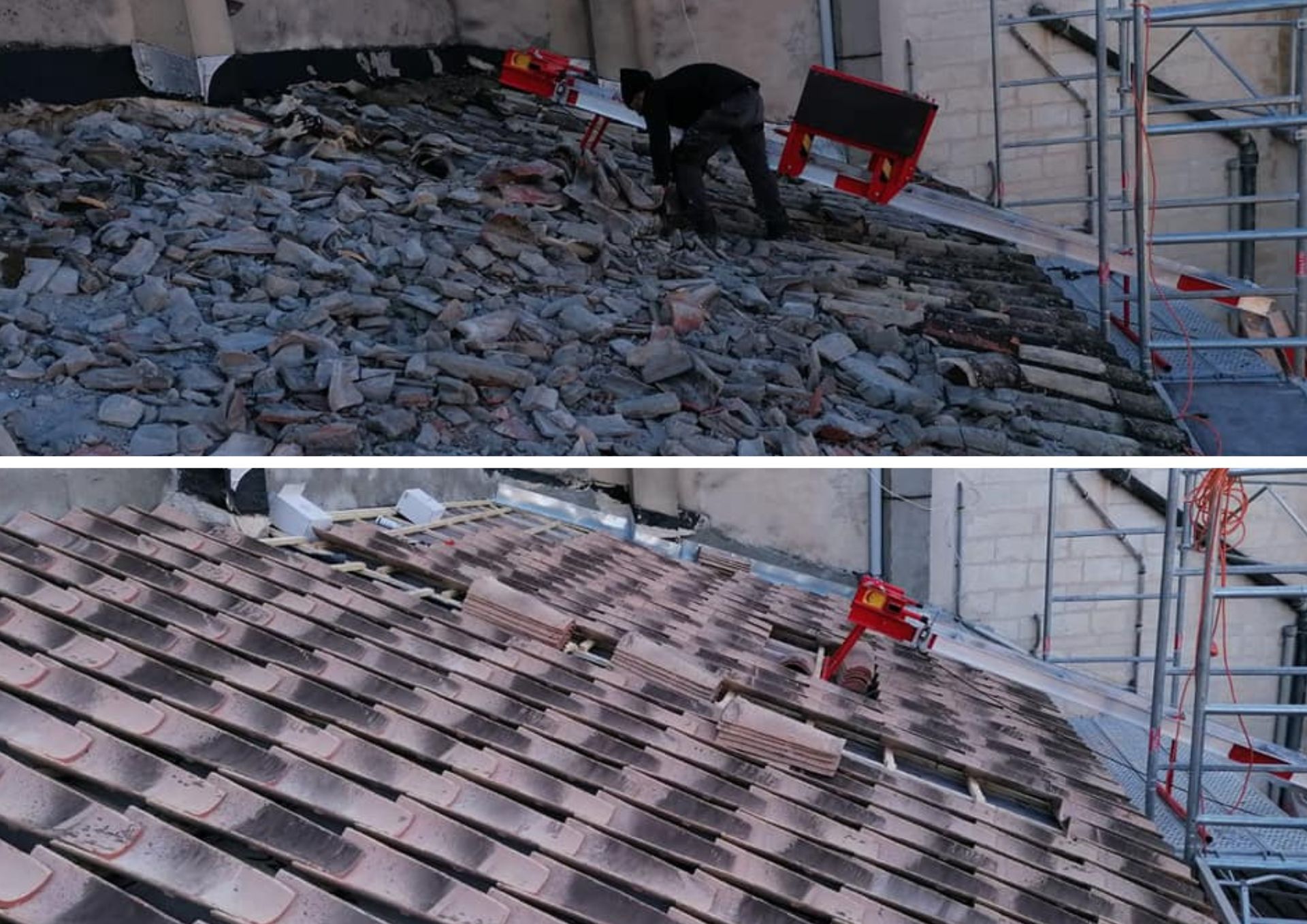 Rénovation d'une toiture en tuiles