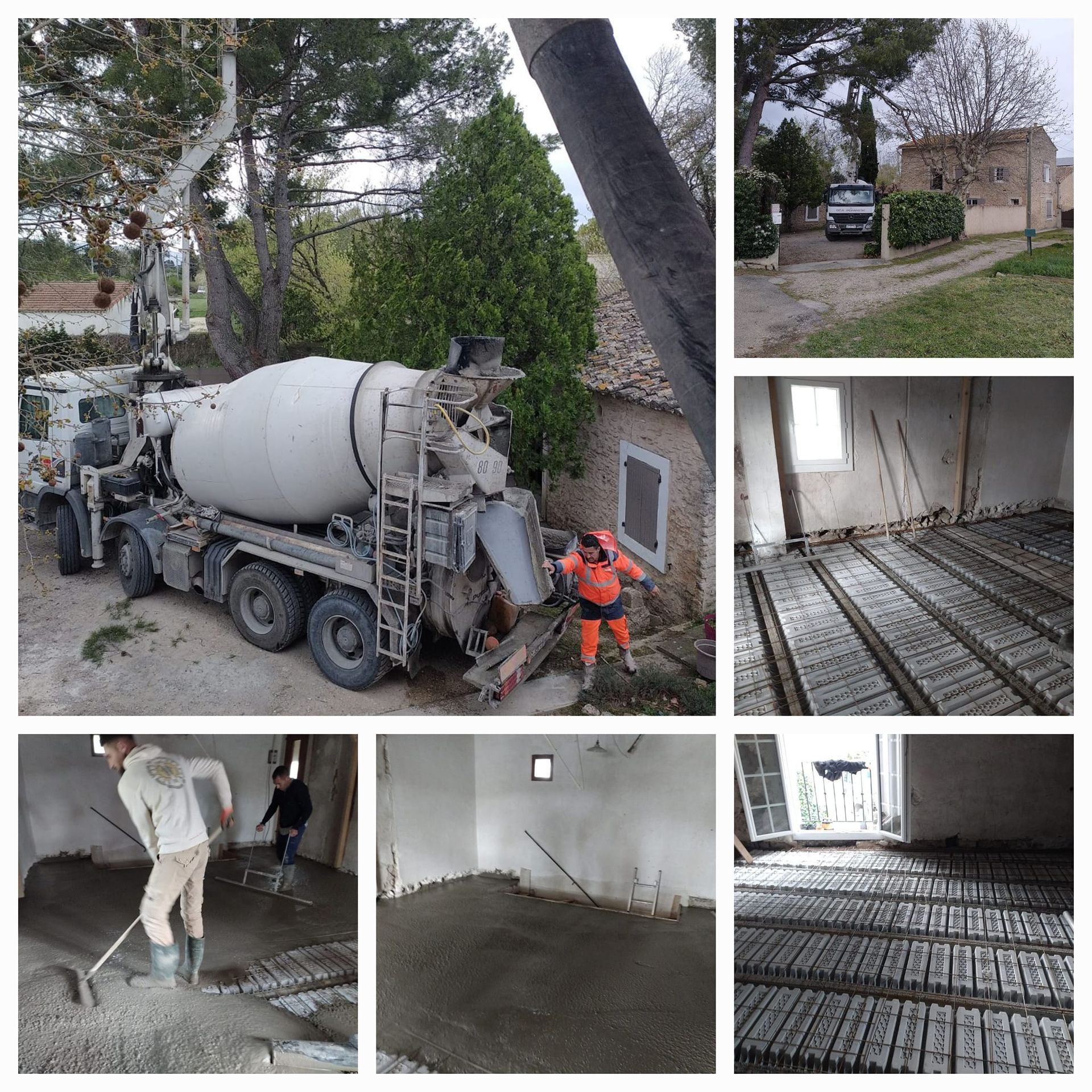 Création de plancher haut en rénovation en béton avec coulage toupie
