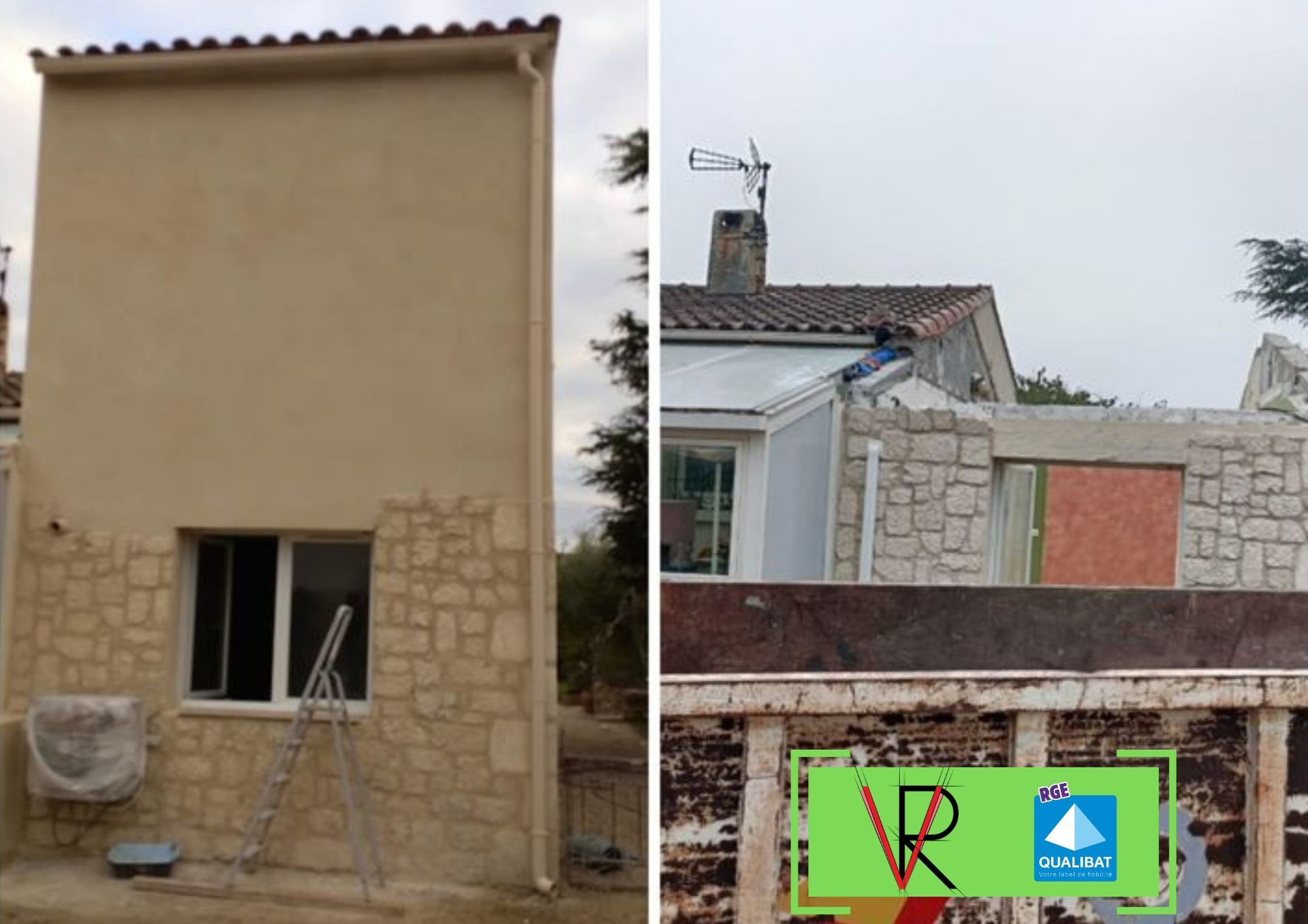 Avant après travaux de façade réalisés par Ventoux rénovation