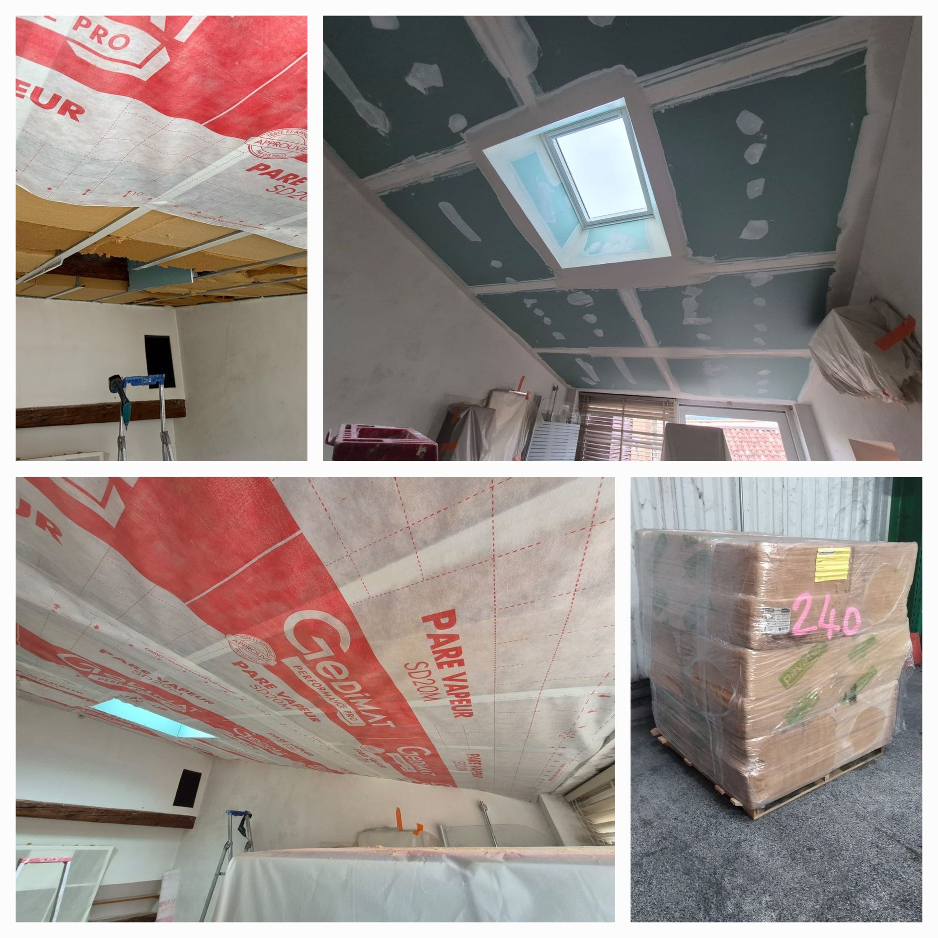 Isolation de plafond avec fenêtre de toit