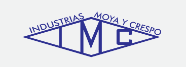 Un logotipo azul y blanco para una empresa llamada Industrias Moya y Crespo.