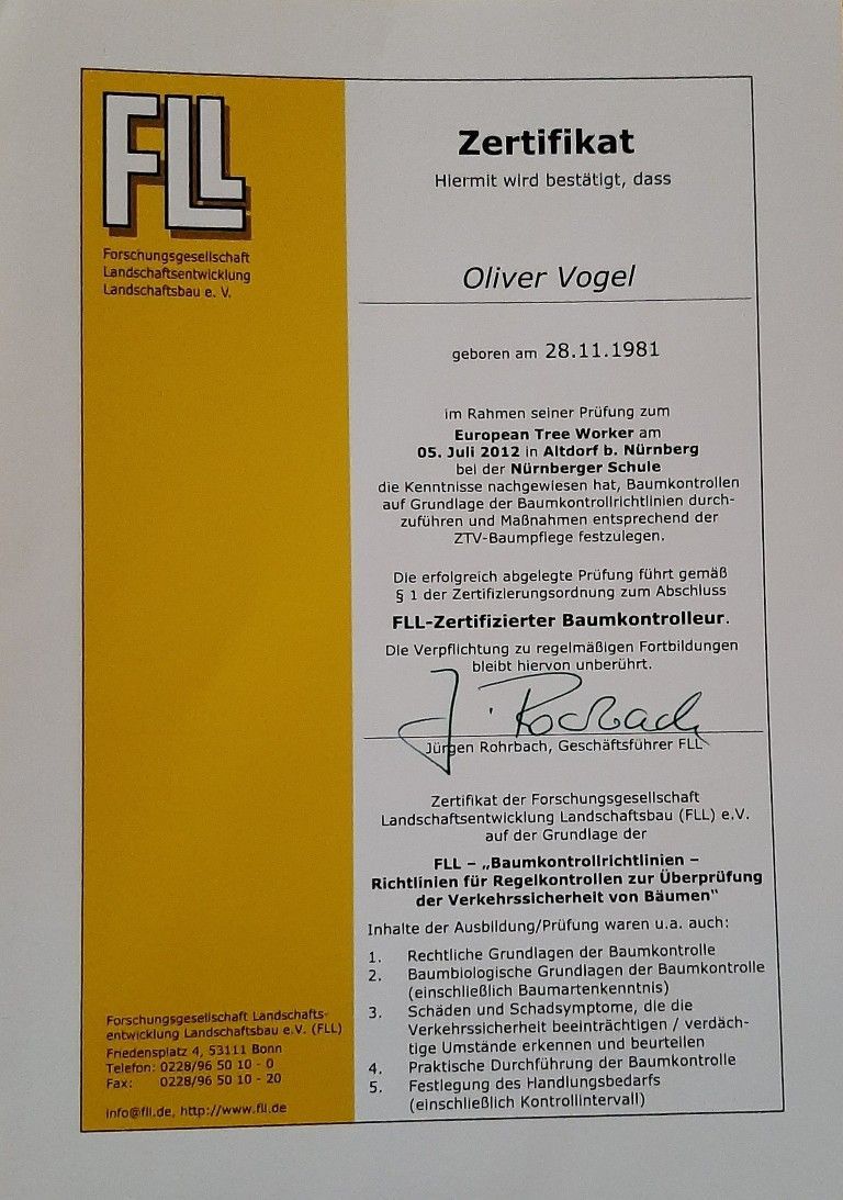 Oliver Vogel Baumdienst Kamenz TREEWORKER Vogel