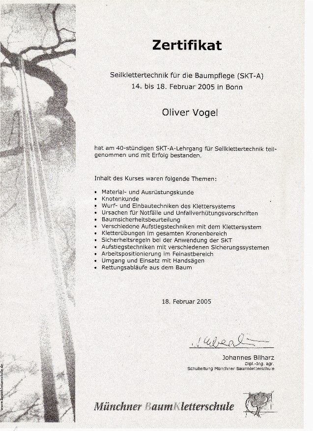 Oliver Vogel Baumdienst Kamenz TREEWORKER Vogel