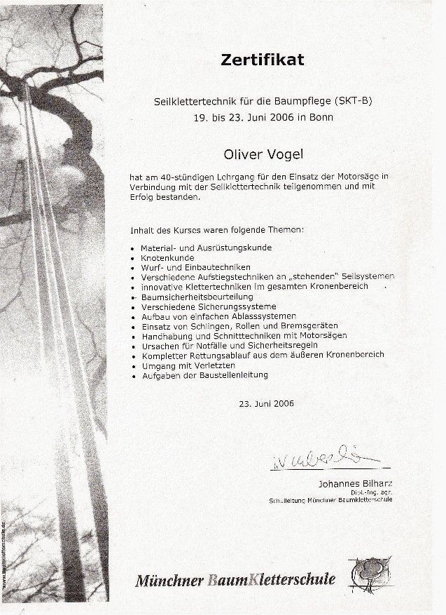 Oliver Vogel Baumdienst Kamenz TREEWORKER Vogel