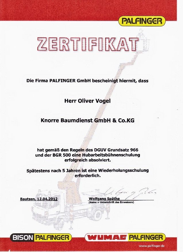 Oliver Vogel Baumdienst Kamenz TREEWORKER Vogel