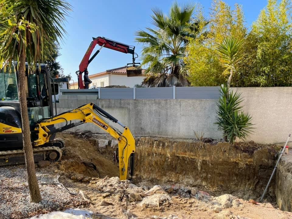 Terrassement autour d'une piscine