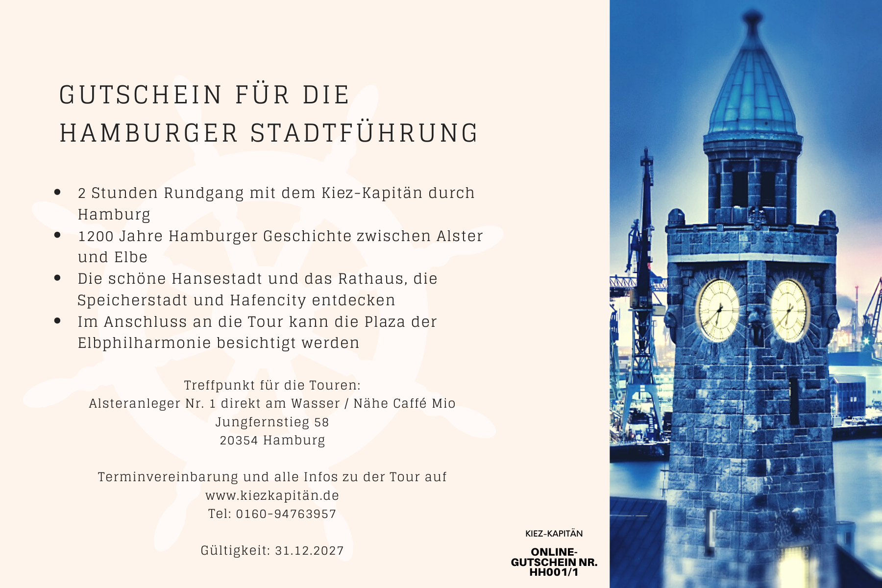 Geschenkgutschein: Die Kiez-Kapitän Hamburg Touren. Stadtführung Hamburg