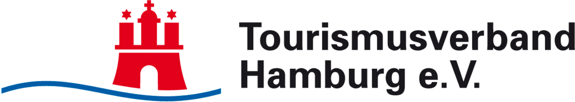 Logo des Hamburger Tourismusverbandes mit einem roten Schloss und dem Text „Tourismusverband Hamburg e.V.“