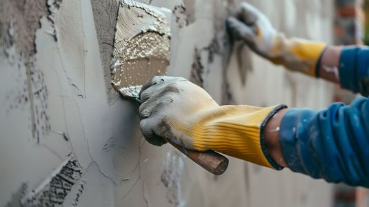 Cuisine avec placards en bois clair, appareils électroménagers noirs et plans de travail foncés.