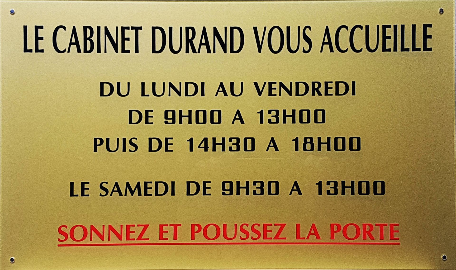 Plaque du cabinet Durand
