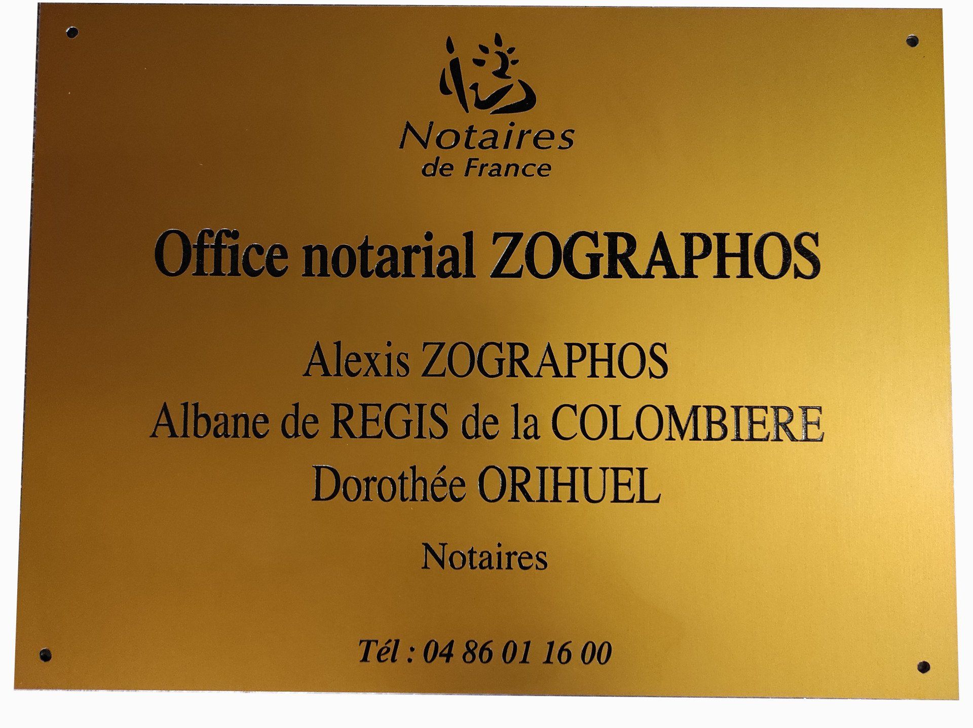 Plaque d'un office notariale