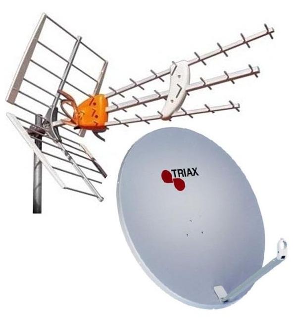 Antenne râteau Televes et Parabole satellite Triax