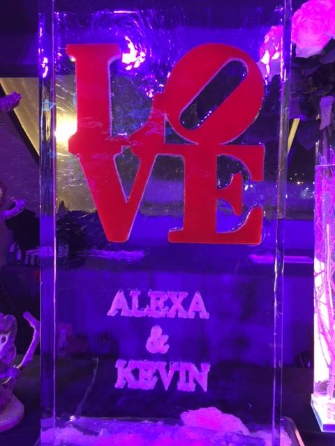 Bloc de glace avec du texte