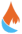 Flamme orange au-dessus d'une goutte d'eau bleue.